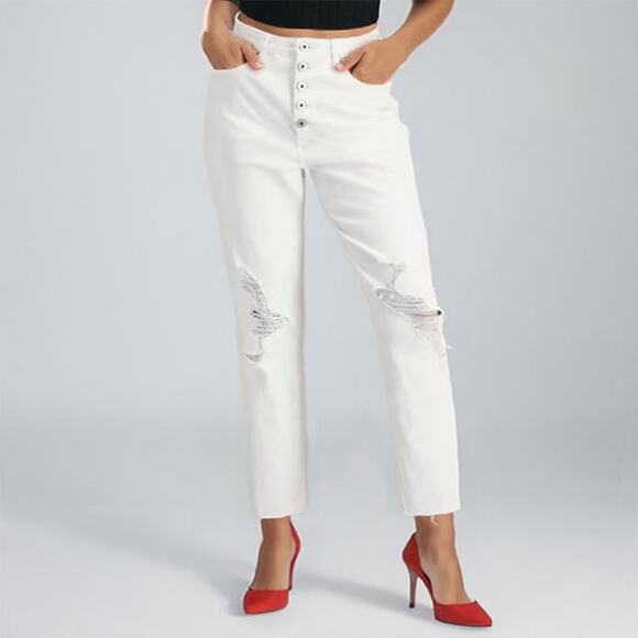 INC White Mom Jeans Sz 8 - Picture 1 of 13